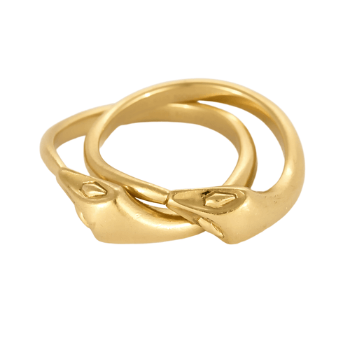 Bague 54 Boucheron - Trouble Vintage - Deux bagues en or jaune à motif de tête de serpent 58 Facettes DV25624-2