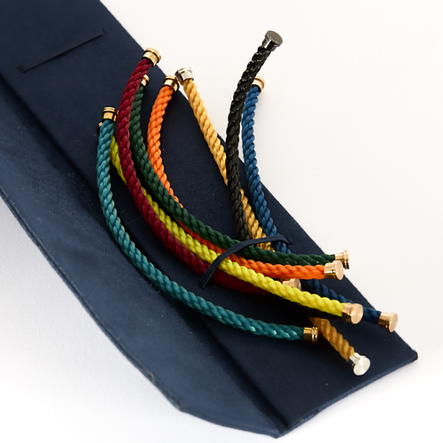 FRED - Force 10- Moyen Modèle - Bracelet câble en nylon tressé et manille en or gris et or rose