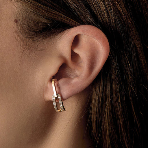 Boucles d'oreilles DINH VAN - Mono-boucle d’oreille Maillon en or jaune diamants 58 Facettes DV25288-3