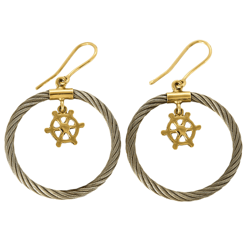 FRED - FORCE 10 Vintage - Pair of earrings in steel and yellow gold