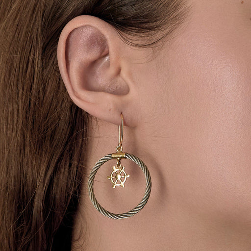FRED - FORCE 10 Vintage - Pair of earrings in steel and yellow gold
