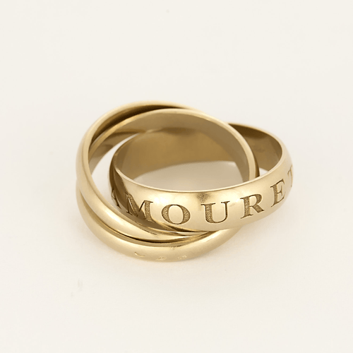 Cartier - Amor e Trinity - Anel em ouro amarelo rodiado