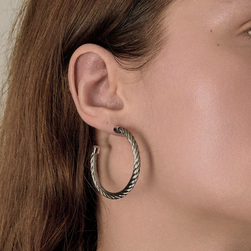 FRED - FORCE 10 Vintage - Pair of earrings in steel and white gold