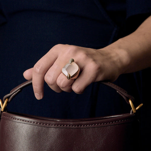 Pomellato - Ritratto - Ring i roséguld, rosenkvarts och diamanter