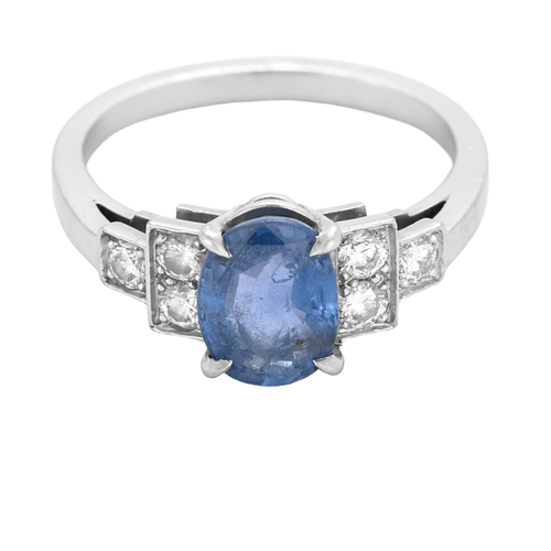 Пръстен от Платина, сапфир и диаманти