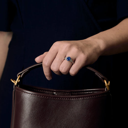 Пръстен от Платина, сапфир и диаманти