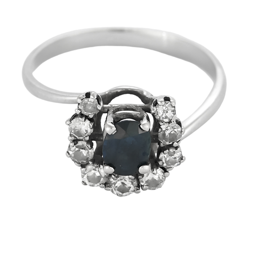 Bague en or blanc, saphir et diamants