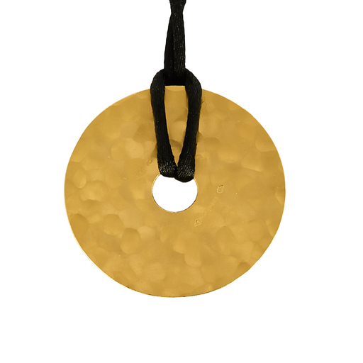 DINH VAN - PI - Pendant in yellow gold and black silk cord