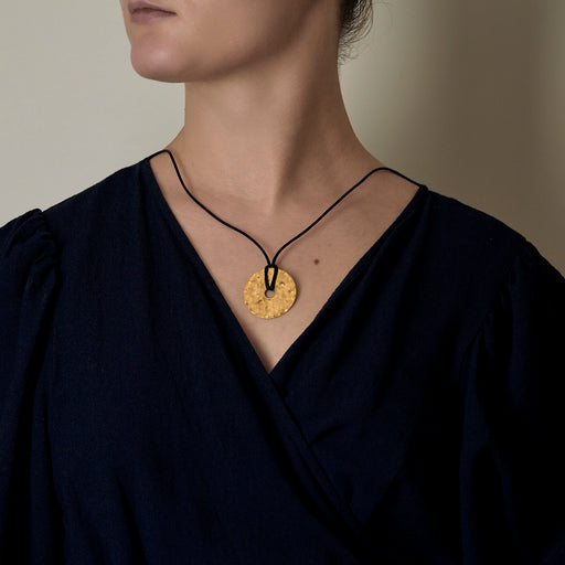DINH VAN - PI - Pendant in yellow gold and black silk cord