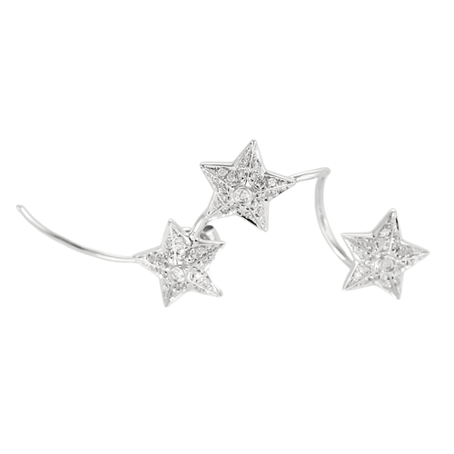 Diane Kordas - Mono boucle en or blanc à motif d'étoiles et diamants 58 Facettes DV26622-1