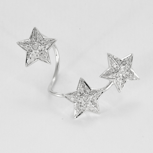 Diane Kordas - Valkokultainen yksittäinen korvakoru Tähdet-kuviolla ja timanteilla