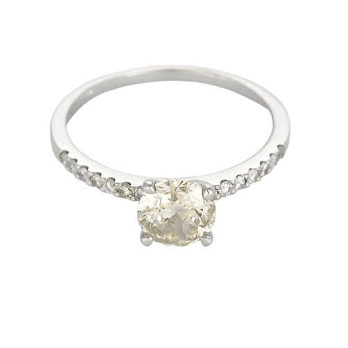 Ring i 14K guld och fancy gulgrå diamant