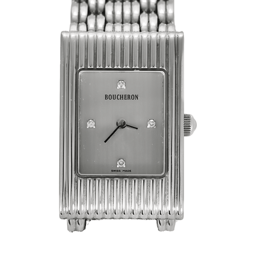 Montre BOUCHERON - Reflet - Montre en acier à mouvement quartz et boitier rectangulaire 58 Facettes DV26404-1
