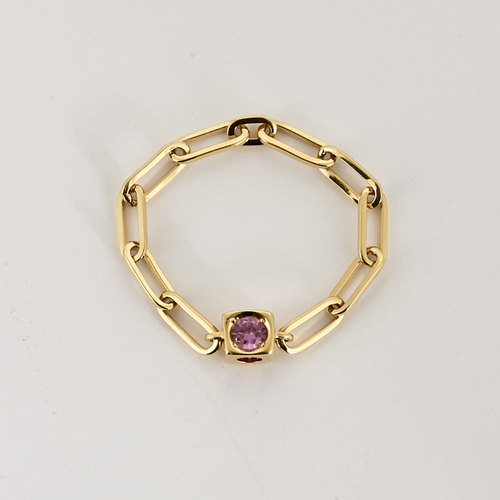 DINH VAN - Le Cube - Kjede-ring Le Cube Diamant i gult gull og rosa safir