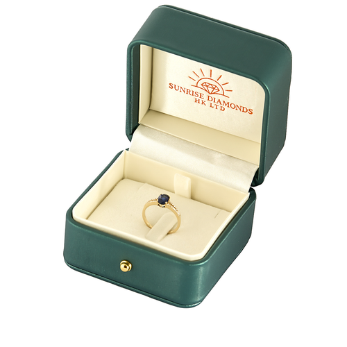 Bague Solitaire en or jaune, saphir et diamants
