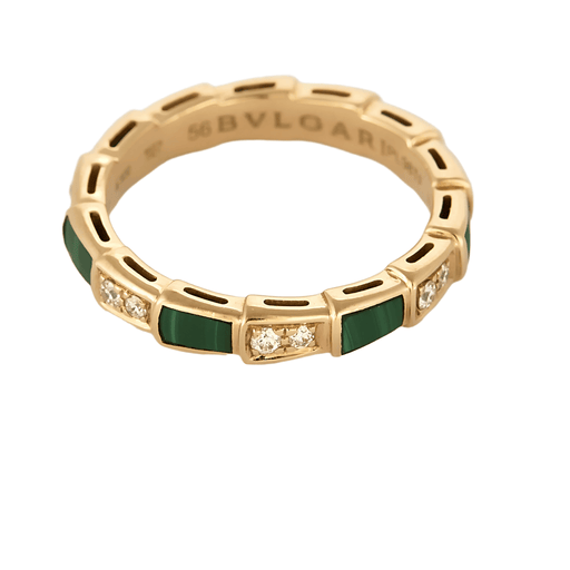 BVLGARI - Serpenti Viper - Сватбена халка от розово злато, малахит и диаманти