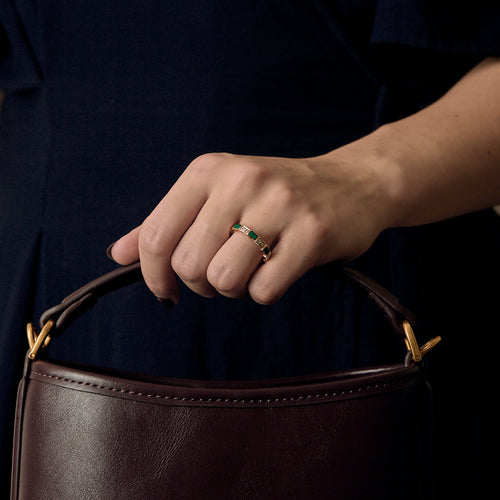 BVLGARI - Serpenti Viper - Alliance en or rose, malachite et diamants