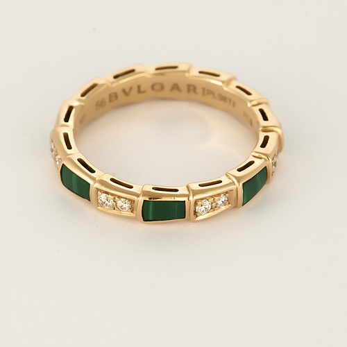 BVLGARI - Serpenti Viper - Alliance en or rose, malachite et diamants