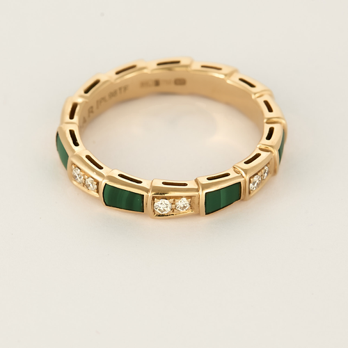 BVLGARI - Serpenti Viper - Alliance en or rose, malachite et diamants