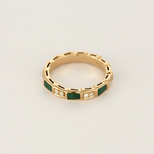 BVLGARI - Serpenti Viper - Alliance en or rose, malachite et diamants