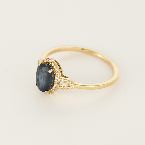 Bague 54,5 Bague Solitaire en or jaune, saphir et diamants 58 Facettes DV25212-33-545-6