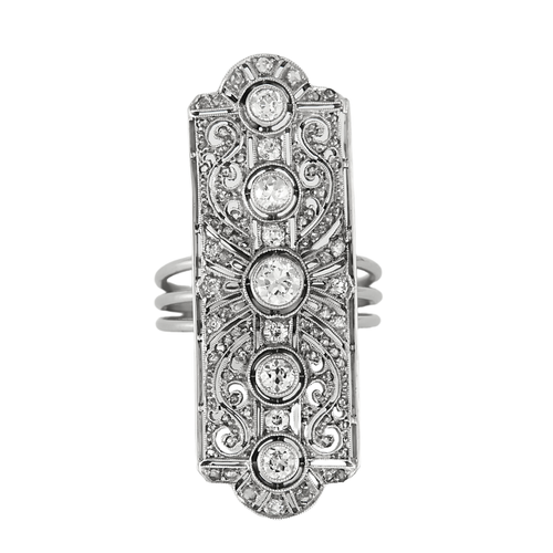 Bague de style Art déco en platine et or blanc, diamants