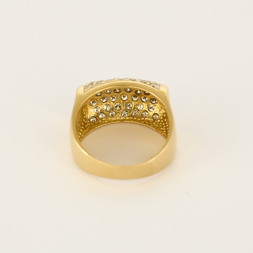 Bague de type chevalière en or jaune et diamants
