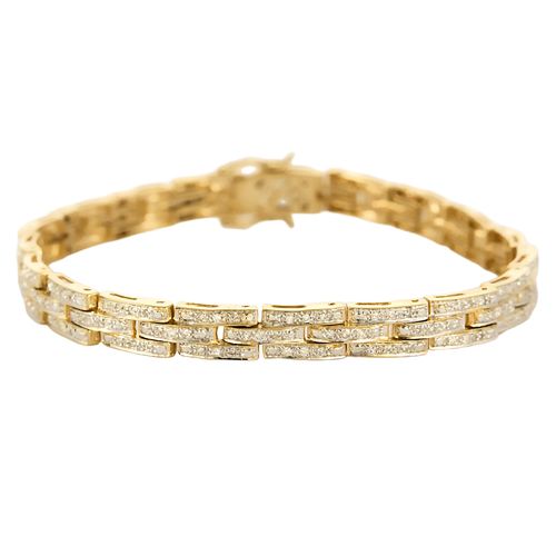 Bracelet en or jaune articulé et diamants