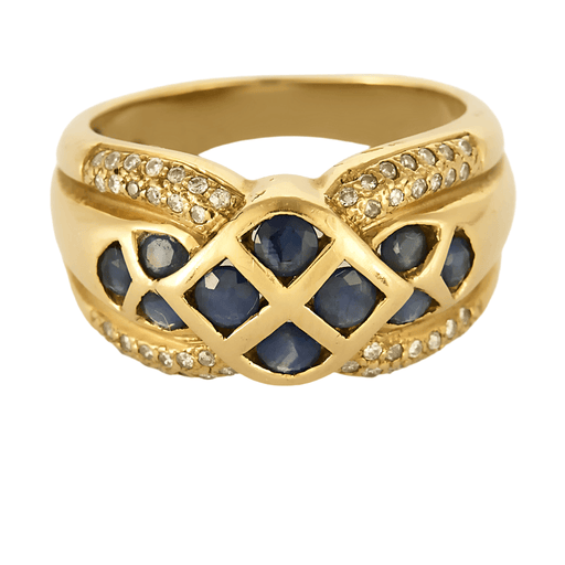 Bague 56 Bague en or jaune, saphir et diamants 58 Facettes DV0640-12-56-3