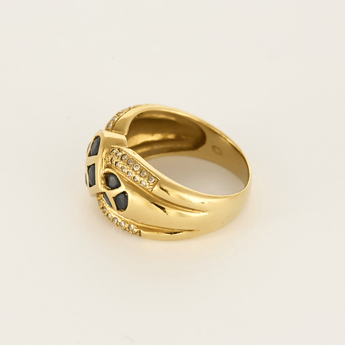 Bague 56 Bague en or jaune, saphir et diamants 58 Facettes DV0640-12-56-3