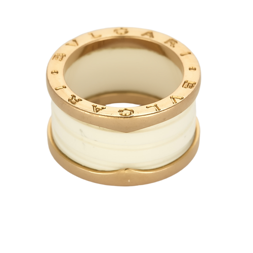 BULGARI - B Zéro - Bague en or rose et céramique blanche.