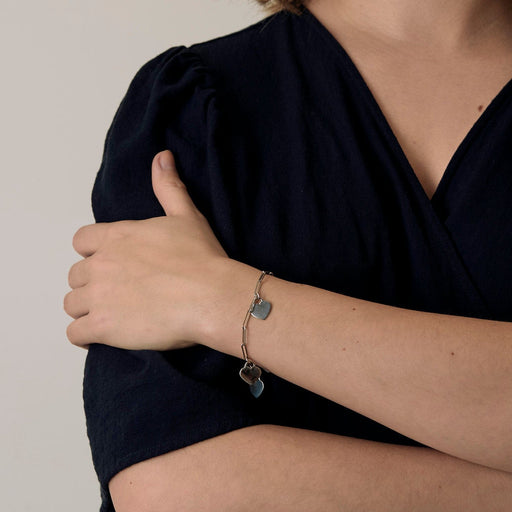 Bracelet Dinh Van - Bracelet en or blanc et pampilles coeur 58 Facettes DV15938-14