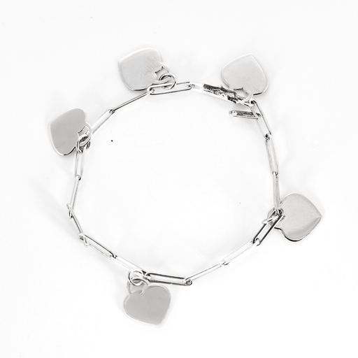 Bracelet Dinh Van - Bracelet en or blanc et pampilles coeur 58 Facettes DV15938-14