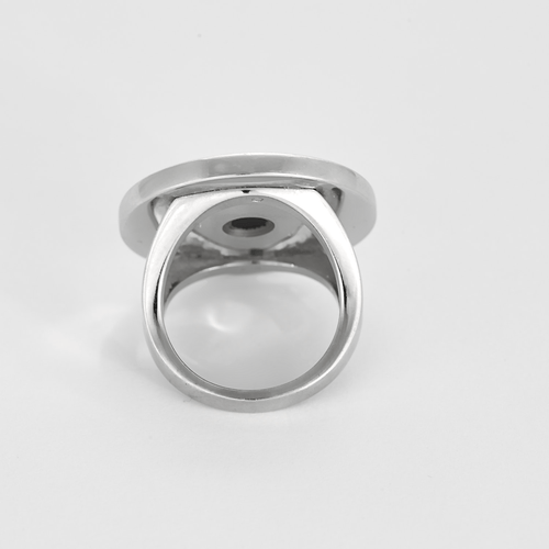 BULGARI - "Bulgari Bulgari" grande modello - Anello in oro bianco e onice