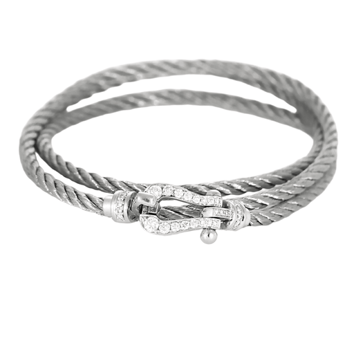FRED - Force 10 - Triple wrap bracelet in white gold and diamonds