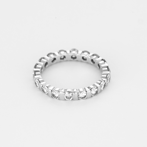 Wedding band American in white gold and diamonds