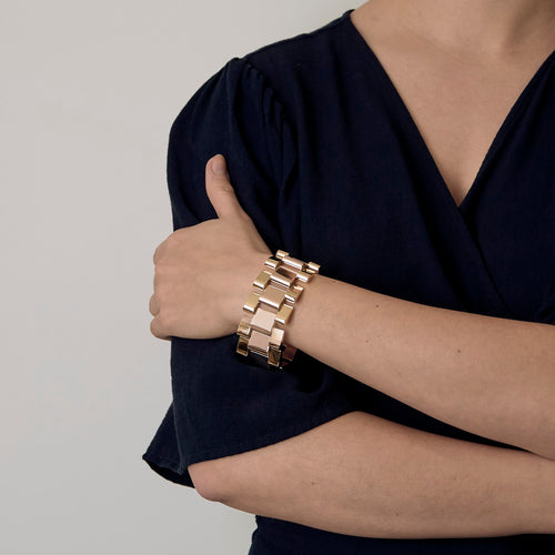 Tank 黄金沙金和玫瑰金手链