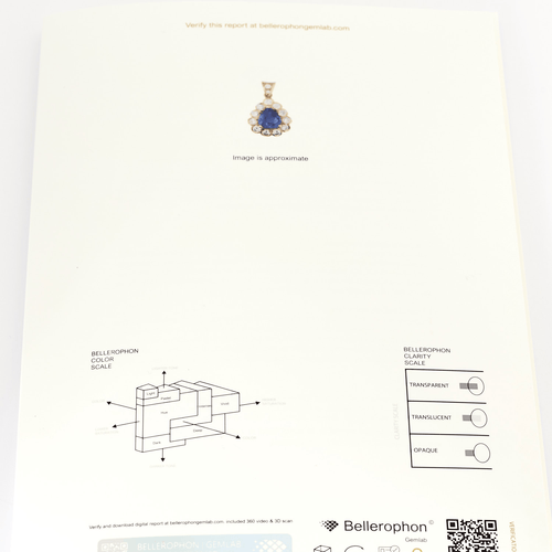Висулка от жълто злато, сапфир 3,04 карата и диаманти