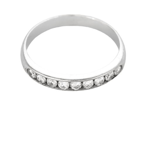 Bague 52 Alliance semi pavé en or blanc et diamants 58 Facettes DV27214-3-52-1