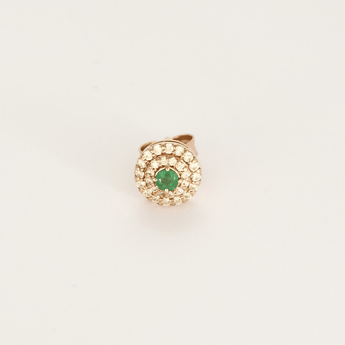 Paire de boutons d'oreilles or rose 14K émeraudes et diamants 58 Facettes DV27473-1