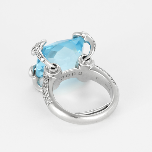GUCCI - White gold ring, topaz and diamonds