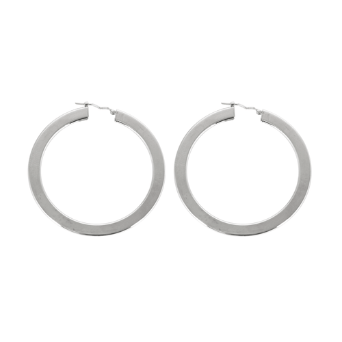 Boucles d'oreilles Paire de créole contemporaine en or gris 58 Facettes DV12008-1