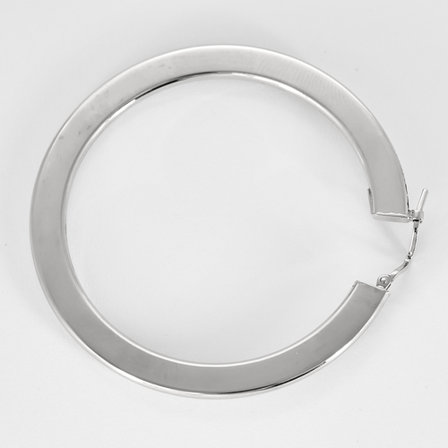 Boucles d'oreilles Paire de créole contemporaine en or gris 58 Facettes DV12008-1