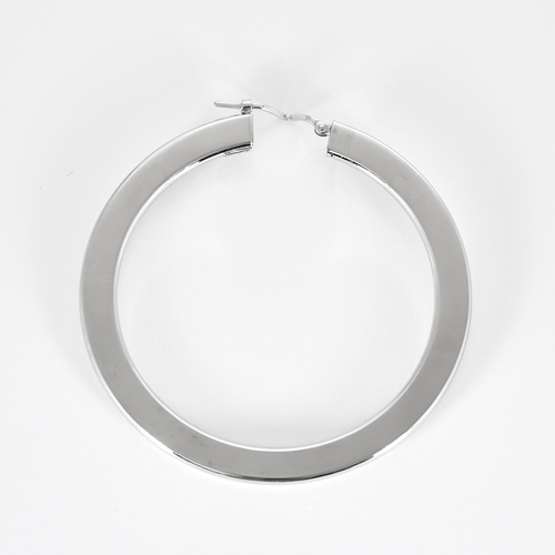 Boucles d'oreilles Paire de créole contemporaine en or gris 58 Facettes DV12008-1