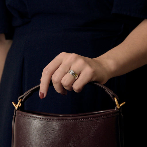 Dinh Van Seventies - Medium model ring in 18K white gold and diamond