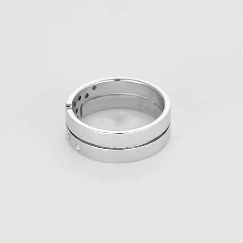 Dinh Van Seventies - 18K白金中号戒指，镶嵌钻石