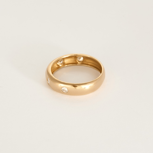 Bague jonc en or rose et diamants