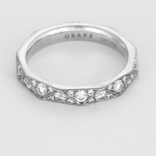 Bague 48 Graff - Laurence Graff - Alliance en or blanc et diamants 58 Facettes DV26891-1-48-2