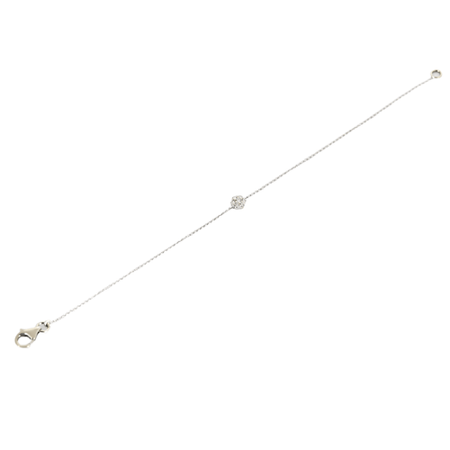 Pulsera de oro gris y motivo de flores con diamantes