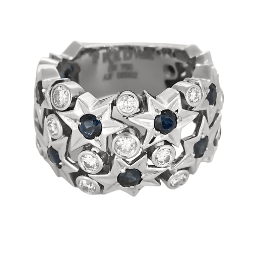 FRED - High Jewelry - Shine - Ring in white gold, diamonds and sapphires